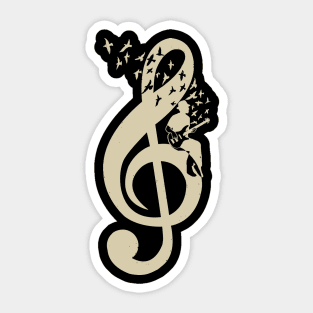 Treble Clef -  Music Bass Guitar - Vintage Sticker